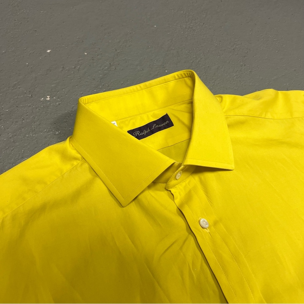 Purple Label Ralph Lauren Yellow Button Up Dress Shirt SIZE 17 (EXTRA LARGE)
